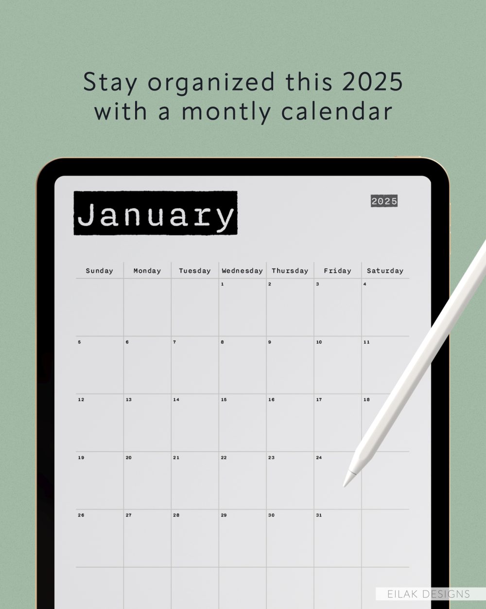 January 2025 calendar