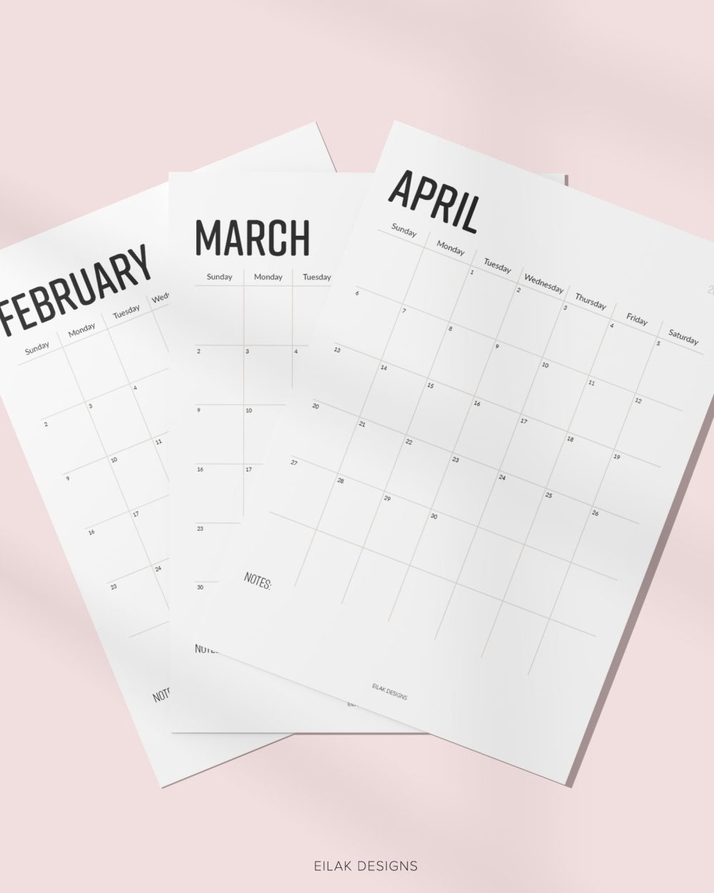 month calendar 2025 february march april printable