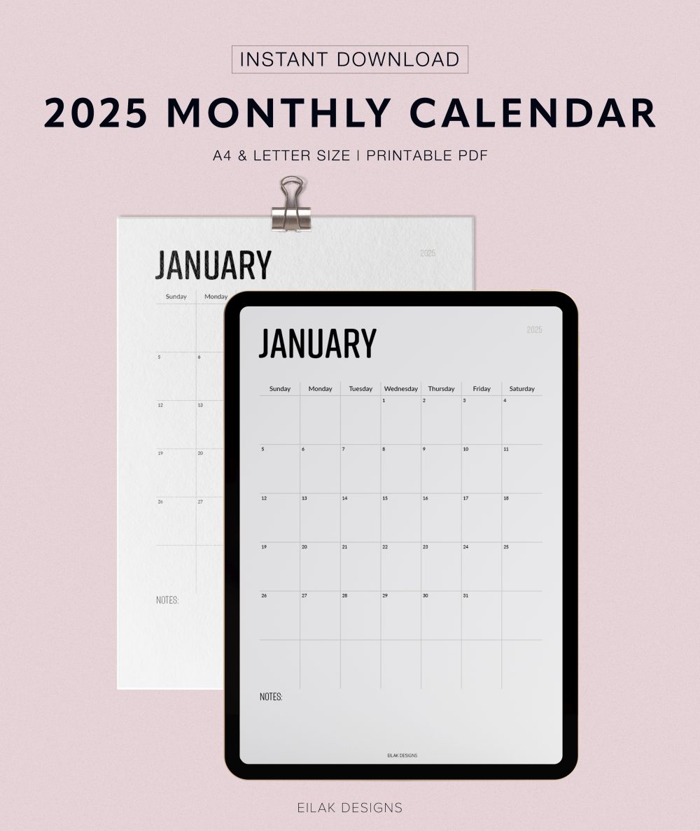 2025 monthly calendar