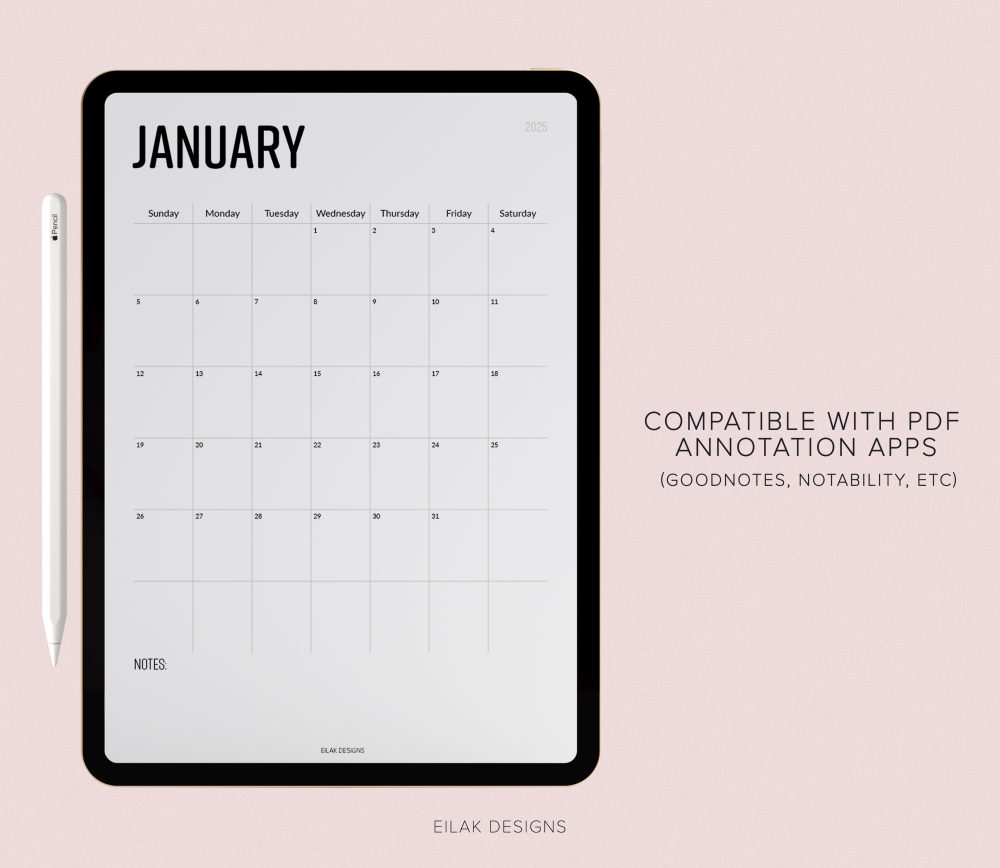 2025 january goodnotes template