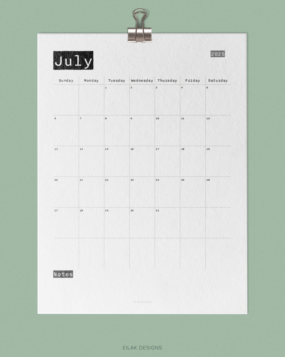 july 2025 calendar printable